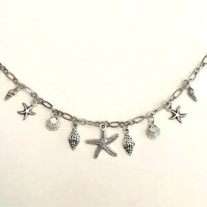 Charm Shell Seashell Starfish Summer Beach Ocean Silver Tone Anklet New NWT